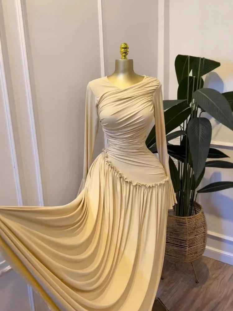 เดรสผู้หญิง Wmstar ขายส่ง เดรสแขนยาวสีดำ จับจีบ ดีไซน์หรูหรา กระชับและหวานละมุน เดรสแขนยาว จัดส่งแบบดรอปชิปปิ้ง