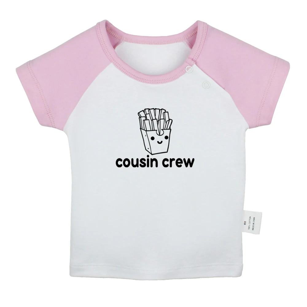 

iDzn New Cousin Crew French fries Fun Baby T-shirts Cute Boys Girls Tees Infant Short Sleeves T shirt Newborn Clothes Kids Tops