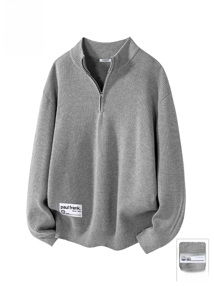 

PaulFrank M Zip-Up Collar Sweater Knitted Long Sve Casual Sle Autumn Faion Color Striped Crew Ne Knitwear