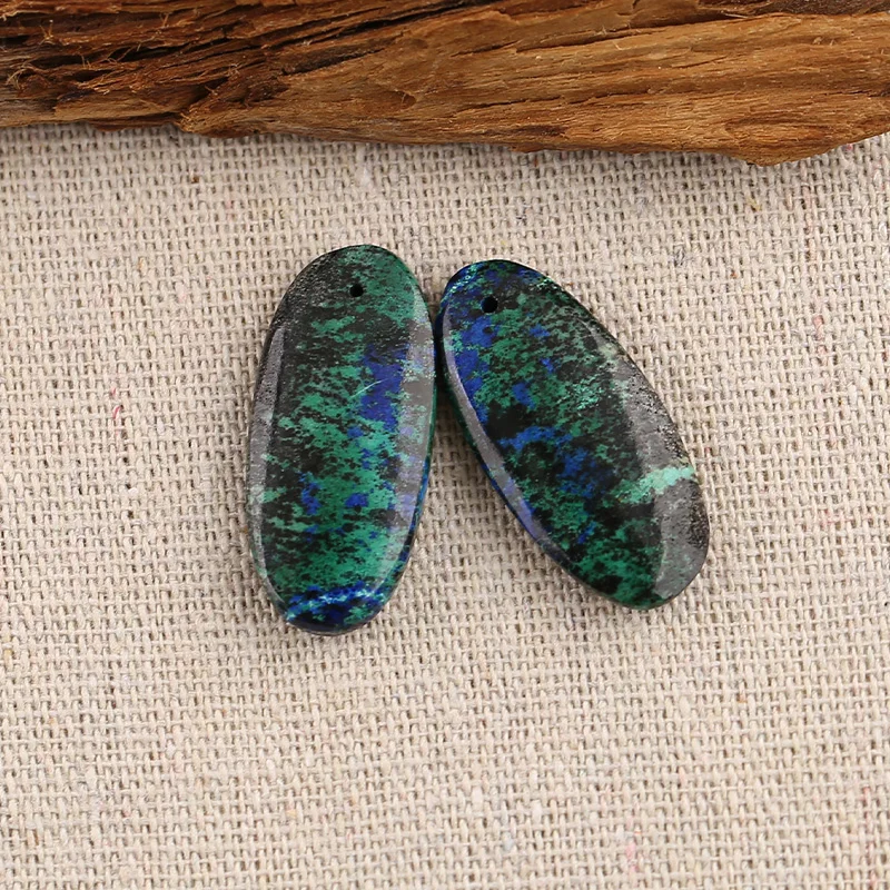 B&F Chrysocolla Earring Beads, Handmade Natural stones beads, Polished Stones for jewelry Making Supplies
