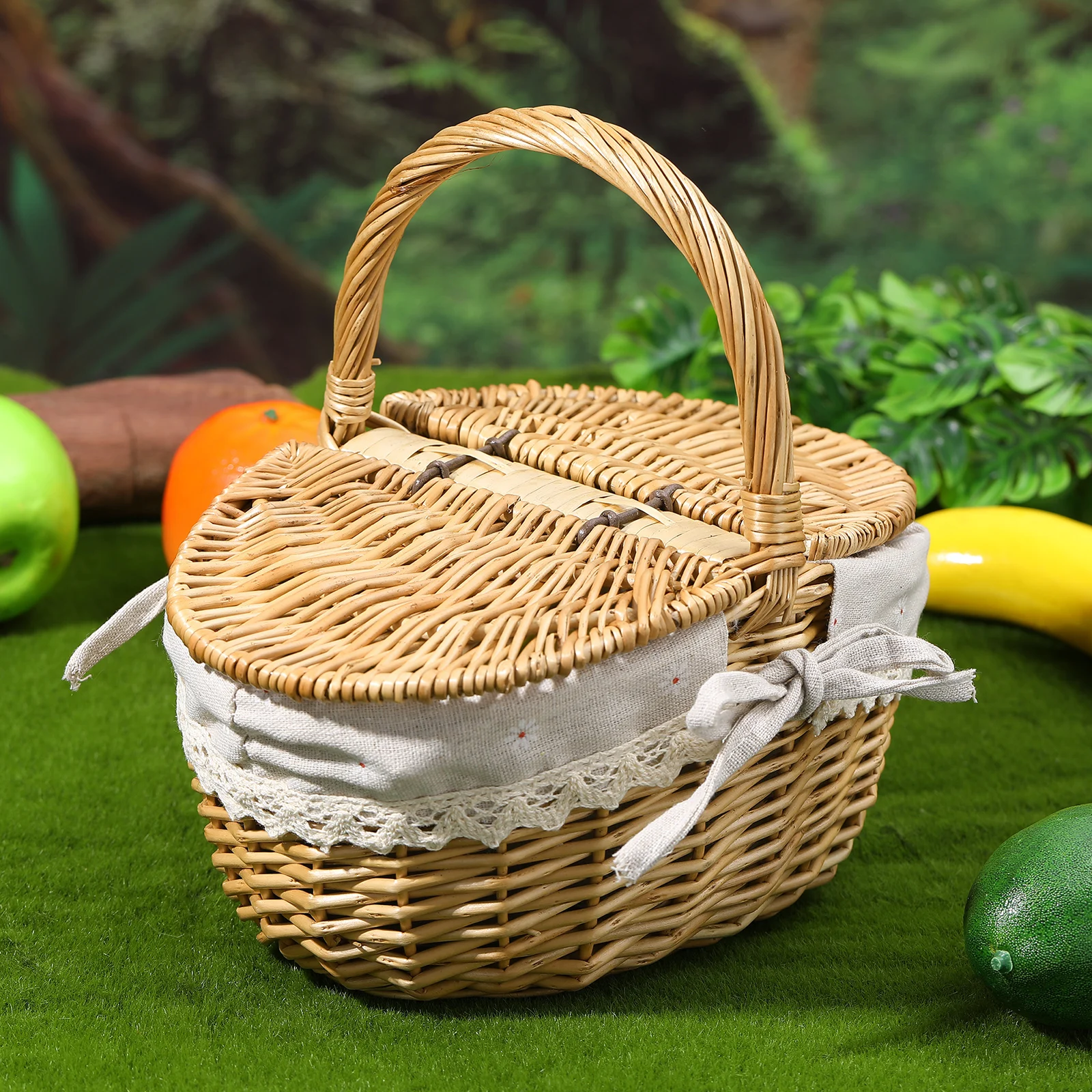 

Rattan Storage Natural Woven Picnic Basket 26x18x15cm Original Color Daisy Lightweight Durable Home Decoration Vegetable Fruit