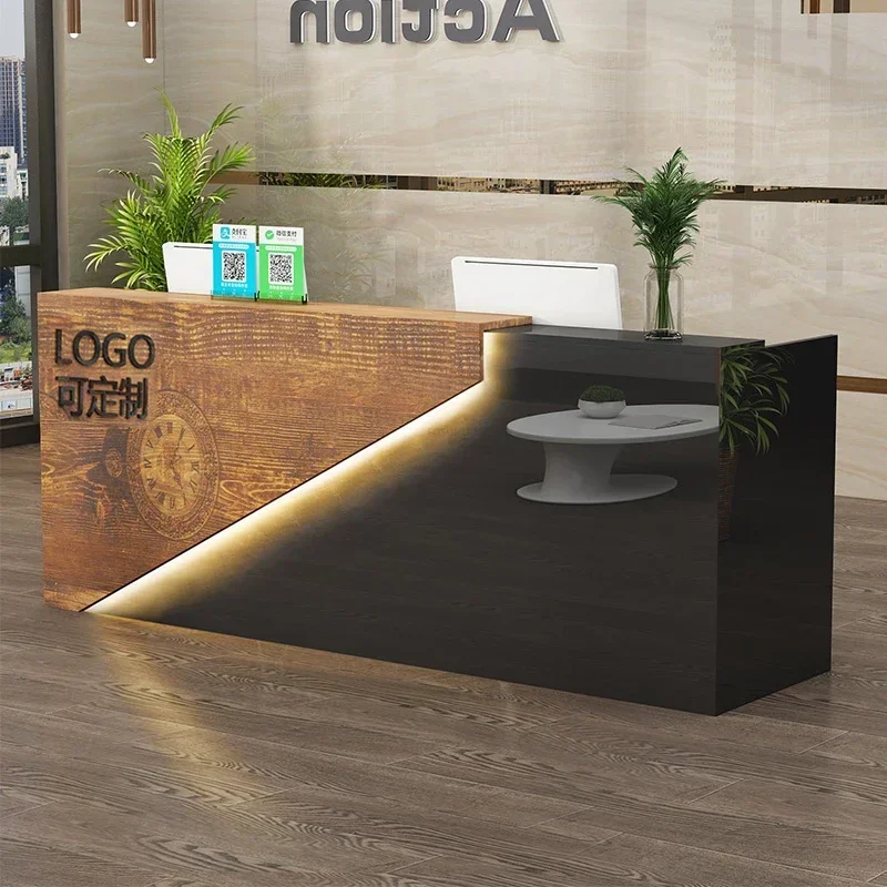 Modern Company Front Reception Desks Office Furniture Bar Table Nordic Retro Barber Shop Hotel Front Desk Cashier Counter k