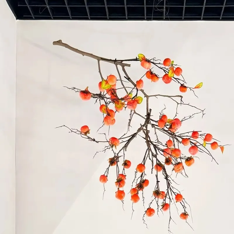 Hanging upside down simulated persimmon fruit tree top wall hanging zen restaurant clubhouse window entrance decoration