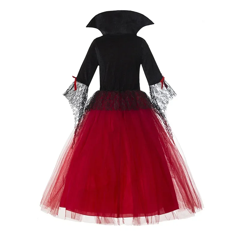 2026 Halloween Birthday Carnival Party Outfits Girl Cosplay Vampire Dress For Kids Ghost Bride Vampire Scarlet Gothic Dress Suit