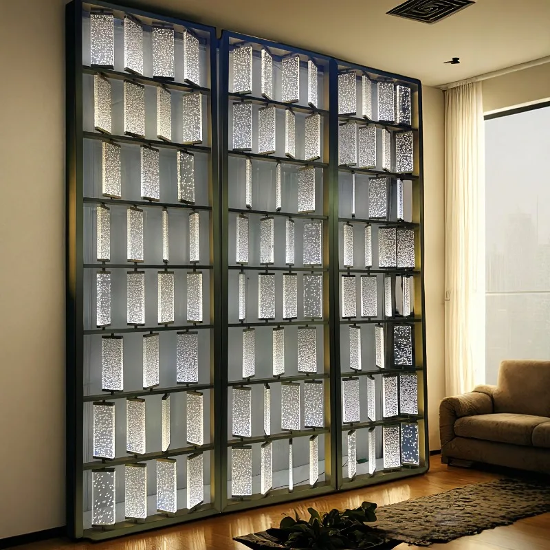 Stainless steel special-shaped wired glass screen, living room entrance, hotel lobby, sales department, metal partition
