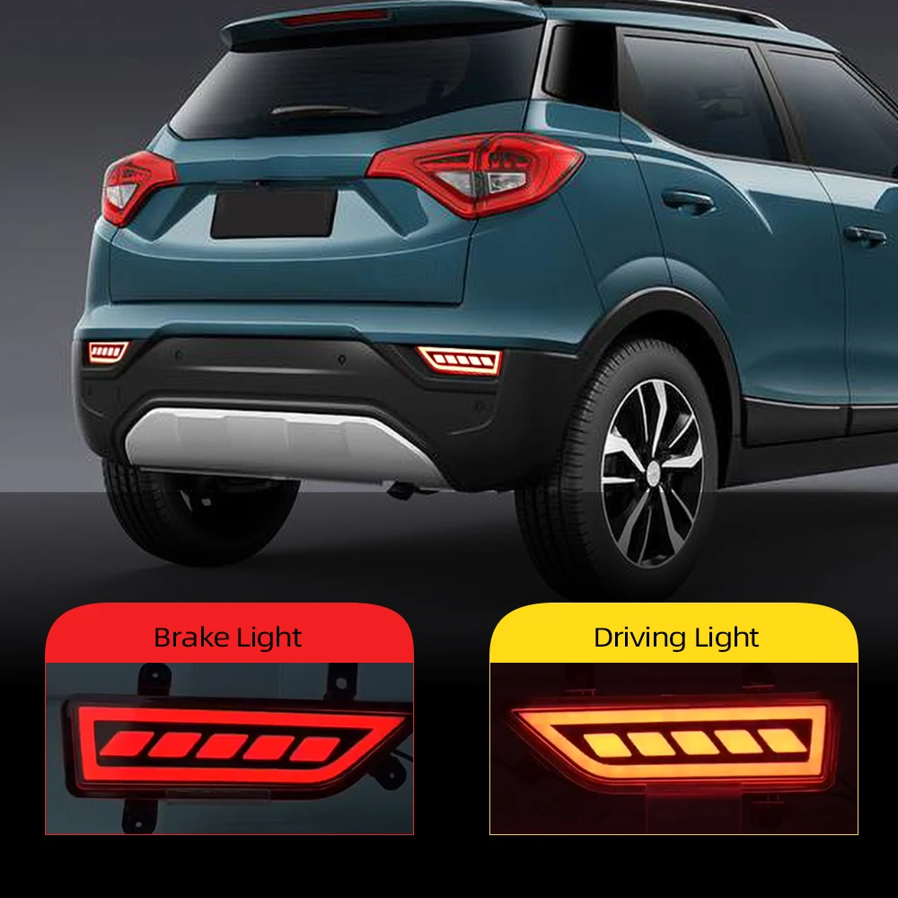 

Хороший 2 шт. для Mahindra XUV300 2019 2020, многофункциональный автомобильный светодиодный задний противотуманный фонарь, бампер, стоп-сигнал, отражатель, лампа