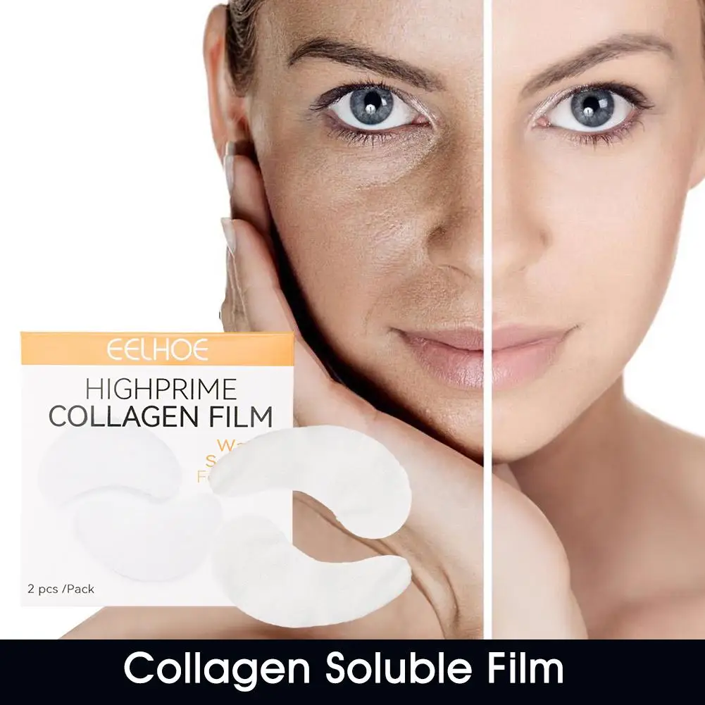 2 pezzi di pellicola solubile al collagene cerotti per gli occhi riparazione di acido ialuronico per rimuovere le occhiaie maschera rassodante idratante per la cura della pelle degli occhi