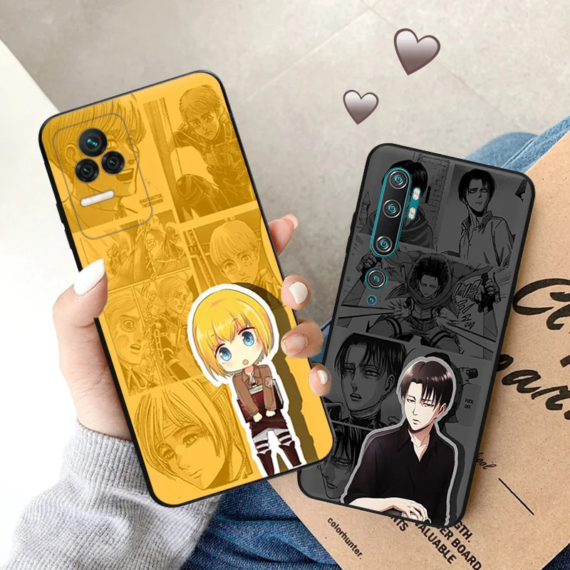 Soft Case for Redmi Note 11S 10S A3 10C 10A Xiaomi 14 11T Pro 10T 10 11Lite Anime Attack On Titan Mikasa Black Phone Cases Cover