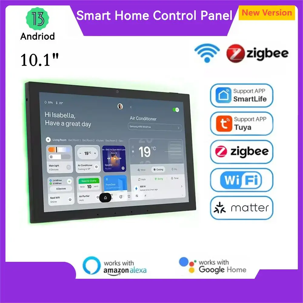 

Панель управления умным домом, 10,1 дюйма, inwall, Android 13 OS, POE, планшет Zigbee, Tuya, 4-микрофон, поддержка Alexa Home