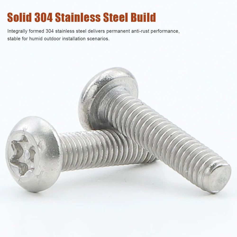 304 Stainless Steel Torx Pin in Pan Head Anti Theft Screw M2-M8 Tamper Proof Security Screws for License Plates Cameras Phones