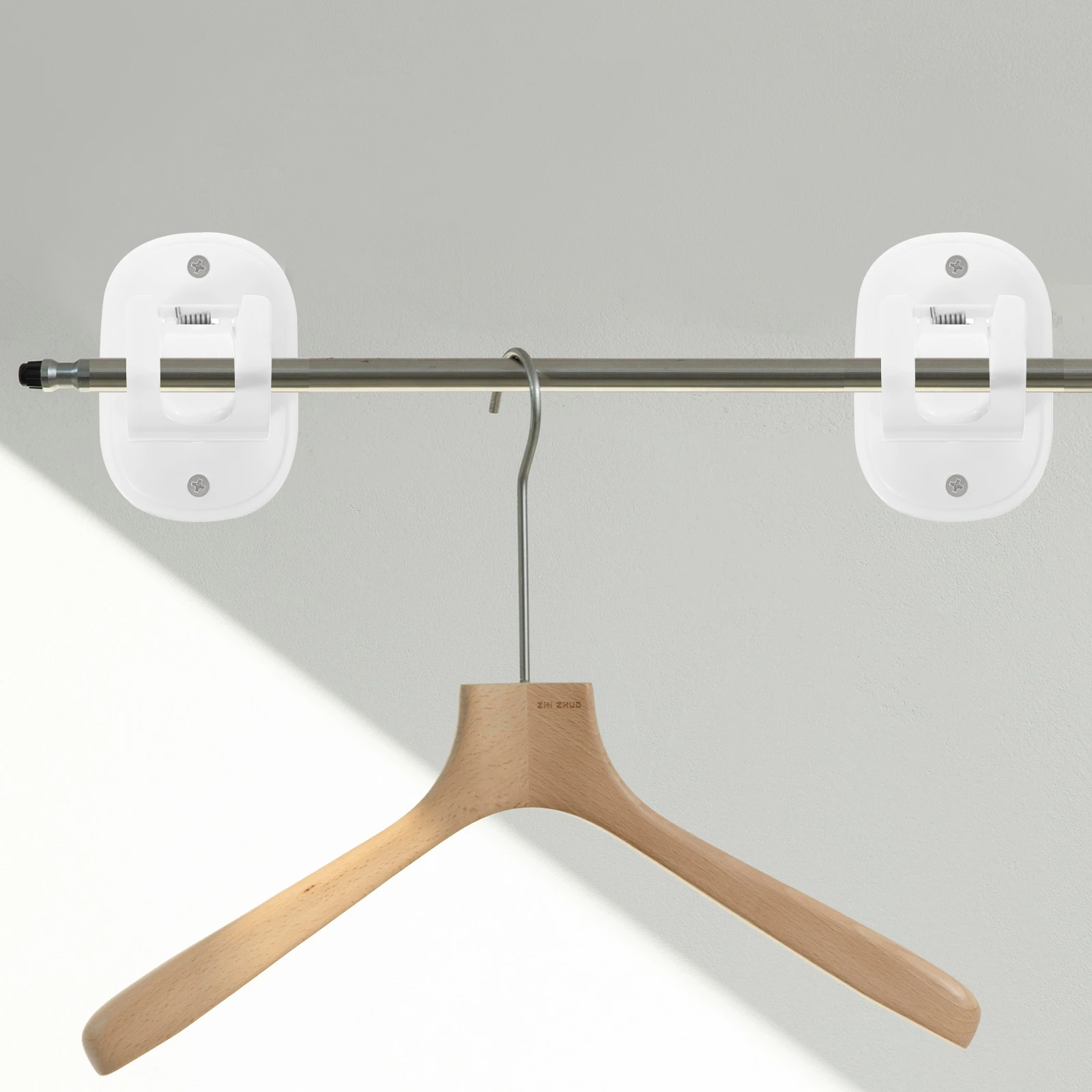 

2Pcs Plastic Curtain Rod Holders Adhesive No Drill Brackets Curtain Hooks for Bathroom Bedroom Kitchen Towel Bar