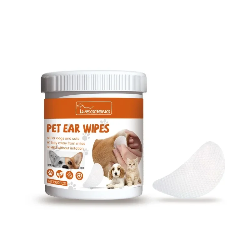 Pet Ear Wipes Wipes Gentle Pet Eye Ear Cleaning Wipes Dog Cat Tear Stain Remover Wipes Remove Dried Mucus Discharge & Tear