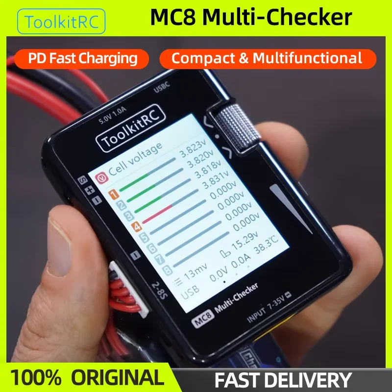 ToolkitRC MC8 Multi-Function Display Smart Battery Charger Balancer PD Fast Charging PWM/PPM/SBUS Readout For FPV RC Battery
