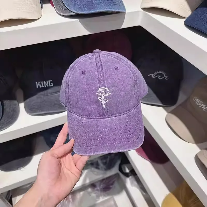 Unisex Gewaschene Weiche Baseballkappe mit Bestickter Blume Sommer Sonnenschutz Dad Hat für Outdoor Sonnenschutz Unisex Sommerkappe