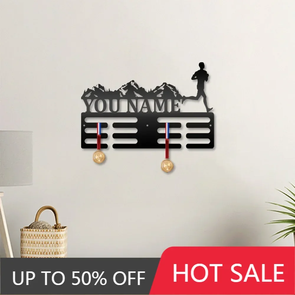 

Iron Art Decorative Painting Personalized Marathon Medal Organizer Premium Metal Wall Decoration for Joggers to Display Achievem