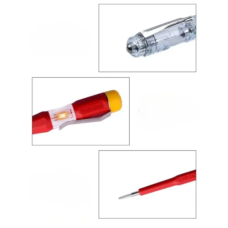Bolígrafo de prueba de voltaje RUBICON 220 ~ 250V con Detector de potencia LDE herramienta de electricista ranurada RVT-111/RVT-112/RVT-211/RVT-212