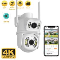 8MP 4K PTZ Wifi Camera Dual Lens with Dual Screen Ai Human Detect Auto Tracking Wireless Outdoor Surveillance Camera ICSee App