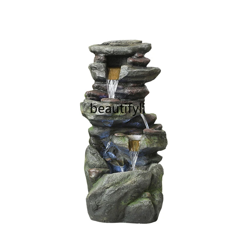 

Flowing Water Ornaments Lucky Rockery Fountain Balcony Pastoral Courtyard Decoration Home Living Room Landscape