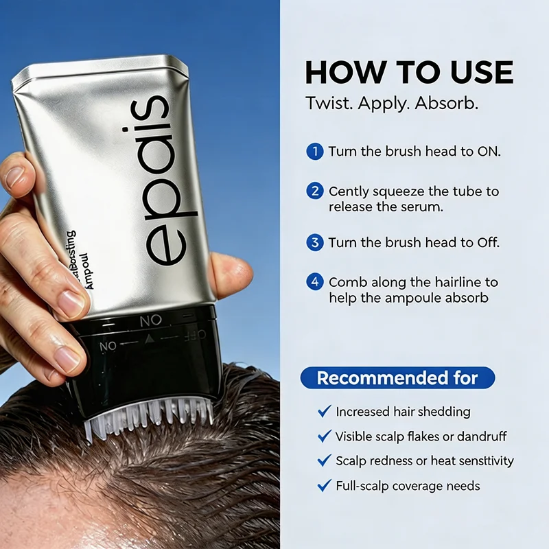 Epais Silver Tube Scalp Ampoule Serum With Massage Applicator Nourishing Scalp Treatment Support Hair Health Voluminous Hair