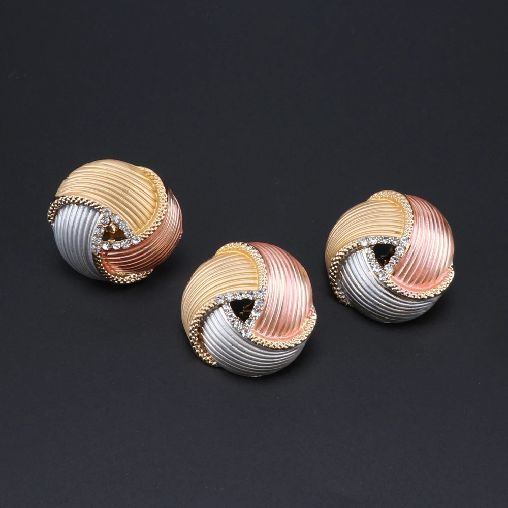 African Dubai Gold Color Bridal Jewelry Sets for Women Bracelet Earrings Wedding Party Crystal Necklace Ring Jewelry Sets