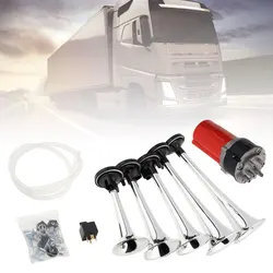 125db 12V 5 Red Dixie Super Loud Car Trumpet Air Horn Musical  Air Horn Hazzard with Air Compressor for Car Truck Boats