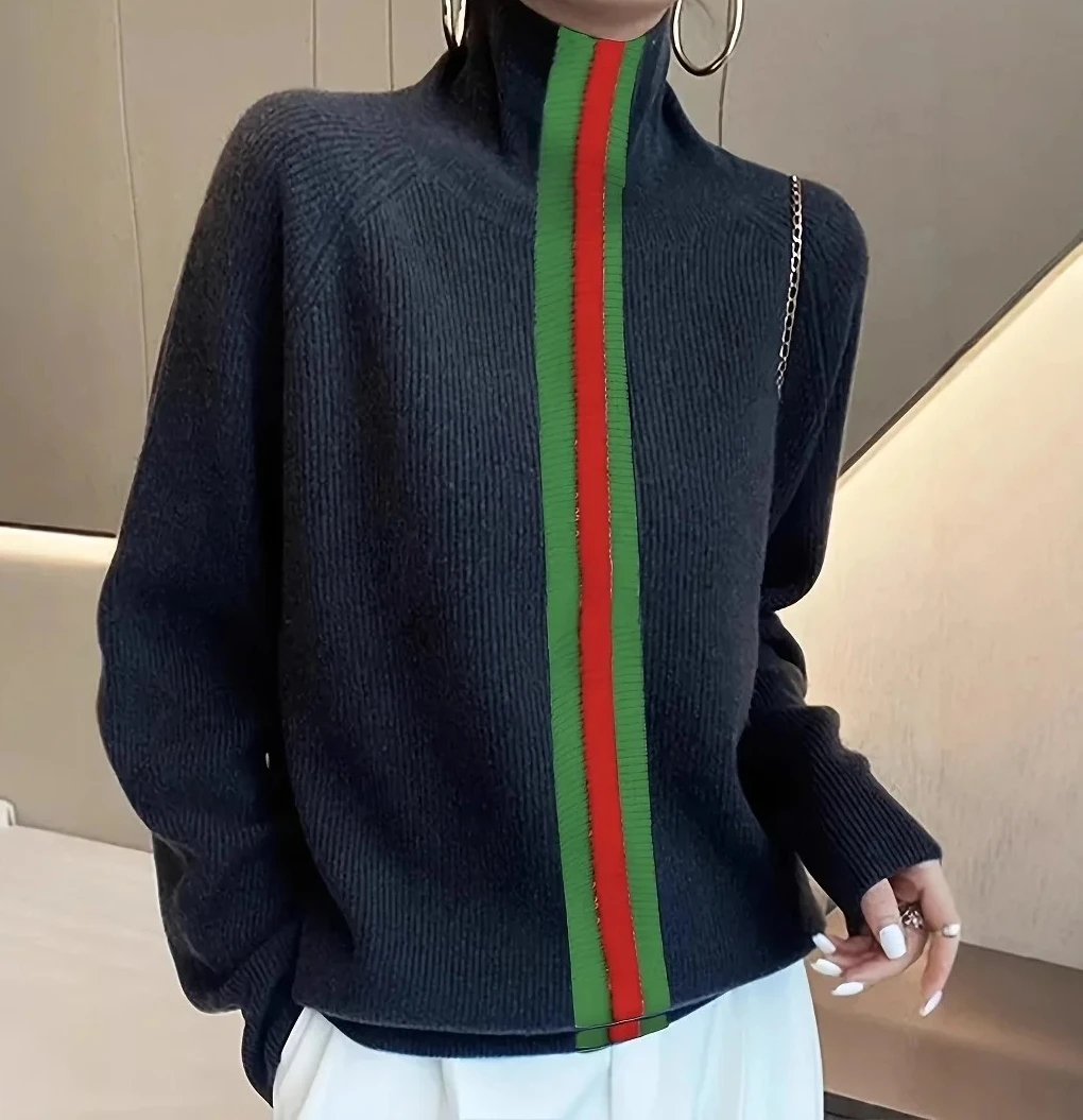 

Color Knitted Sweater Women's Pullover Full Sleeve Elasticated Cuff And Hem Lycra Material Fashion Top