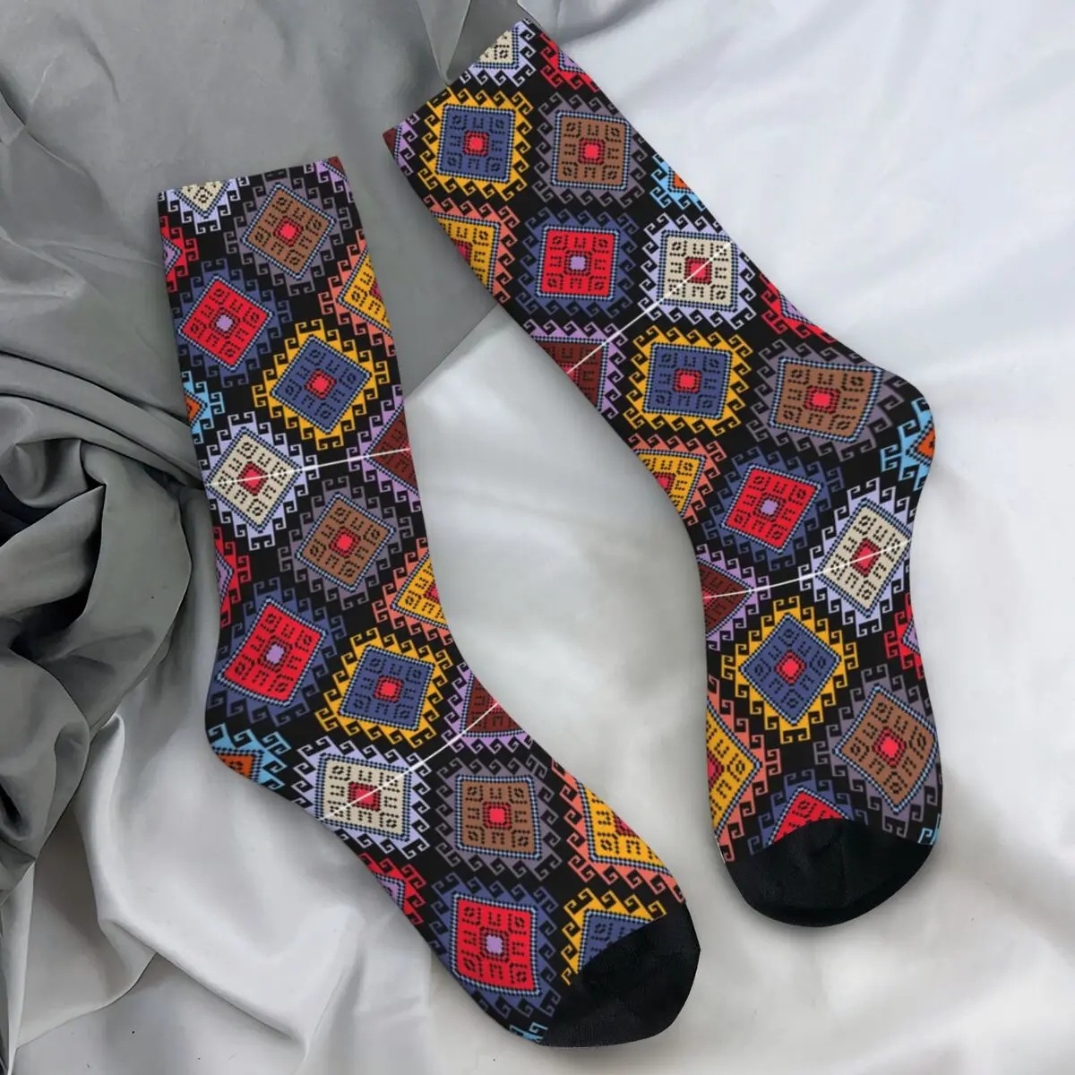 

Мужские носки, чулки с палестинским геометрическим узором, осенние винтажные дышащие носки, нескользящие носки для скейтборда