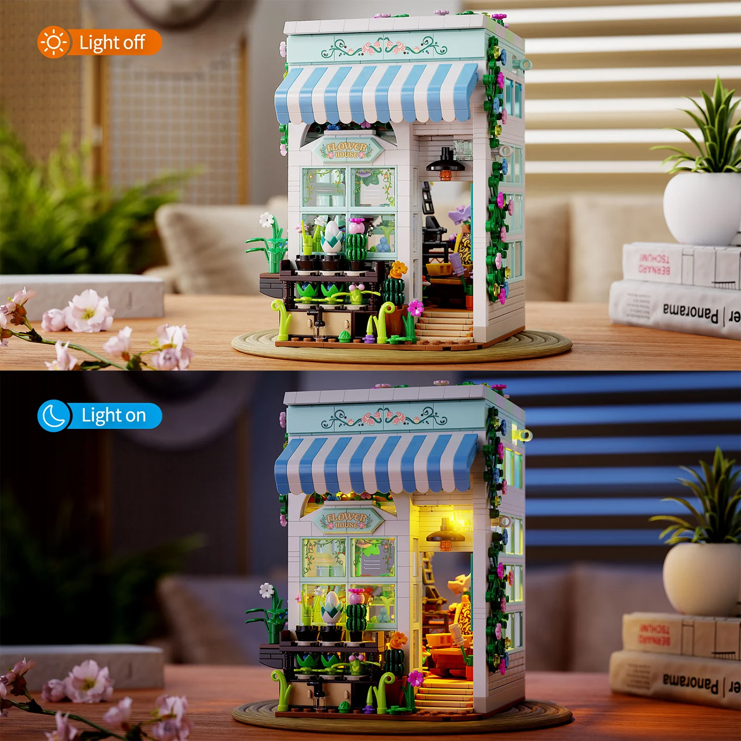 1077PCS Garden Cottage Building Blocks Toys Model Garden Cottage Assemble Puzzle Bricks Toy Sets For Kid Desktop Ornament Gifts