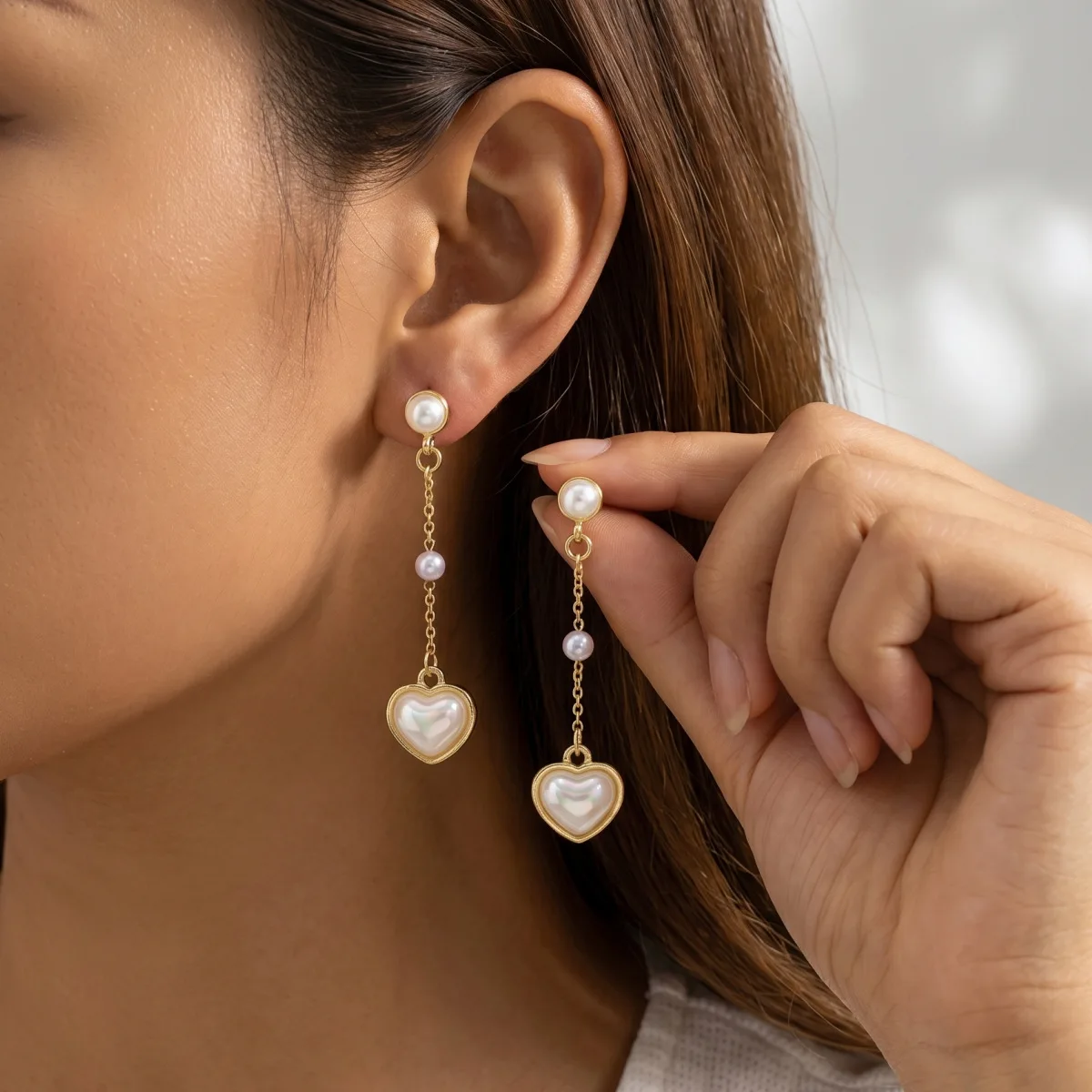 Niche love pearl fringed earrings women's versatile gentle temperament fritillary flower earrings