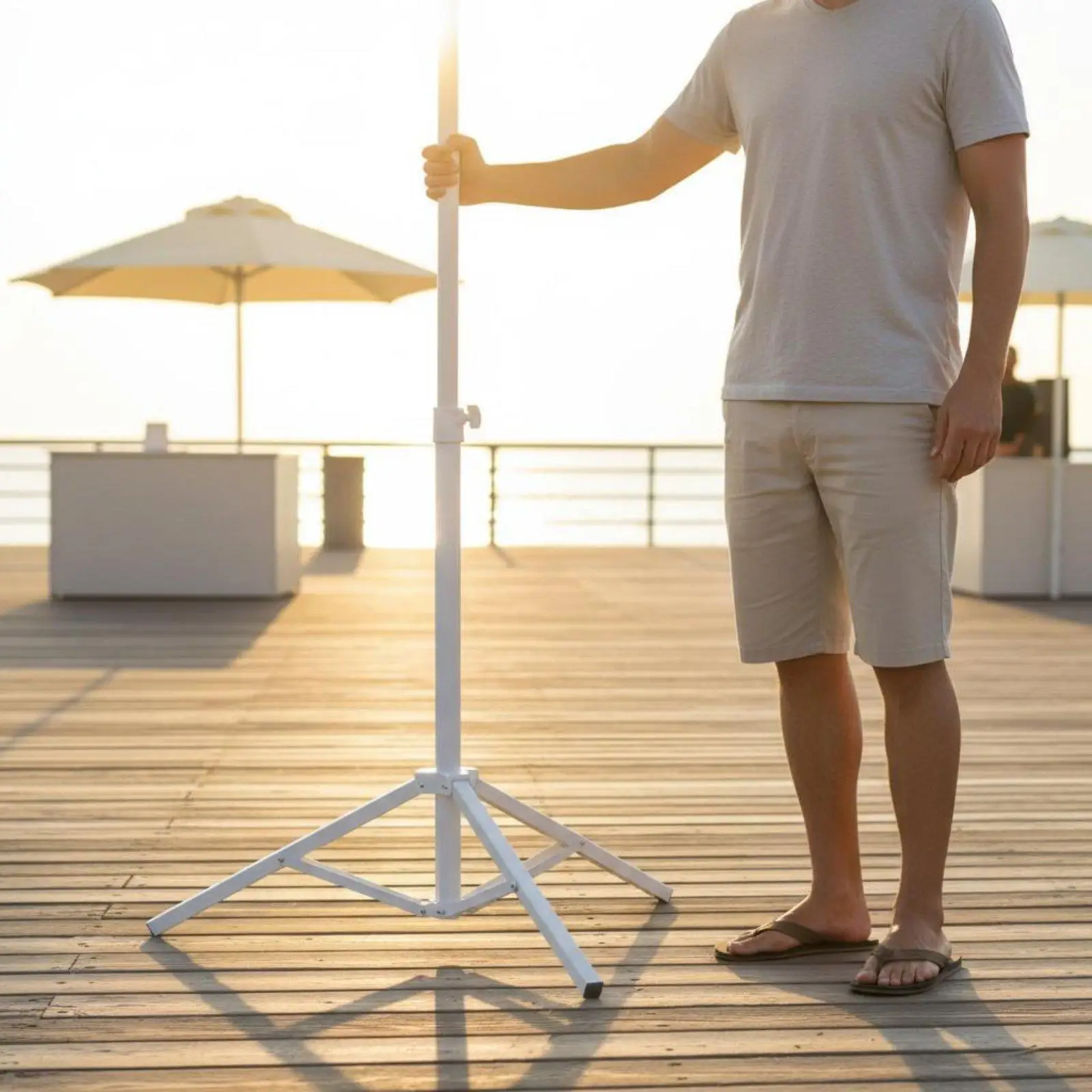 Portable Sun Shade Reinforced Tripod Alloy Umbrella Base Folding Garden Umbrella Support for Fishing Outdoor Setups