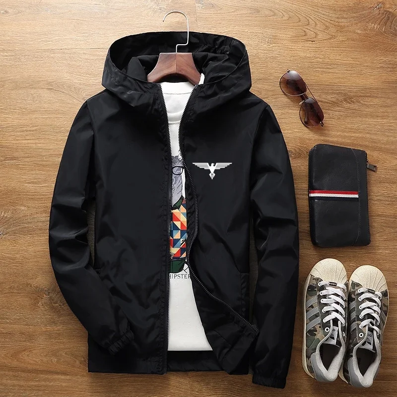 

S-7XL New men's brand hooded windbreaker, raincoat, mountaineering sports men's fashionable printed casual high-quality jacket