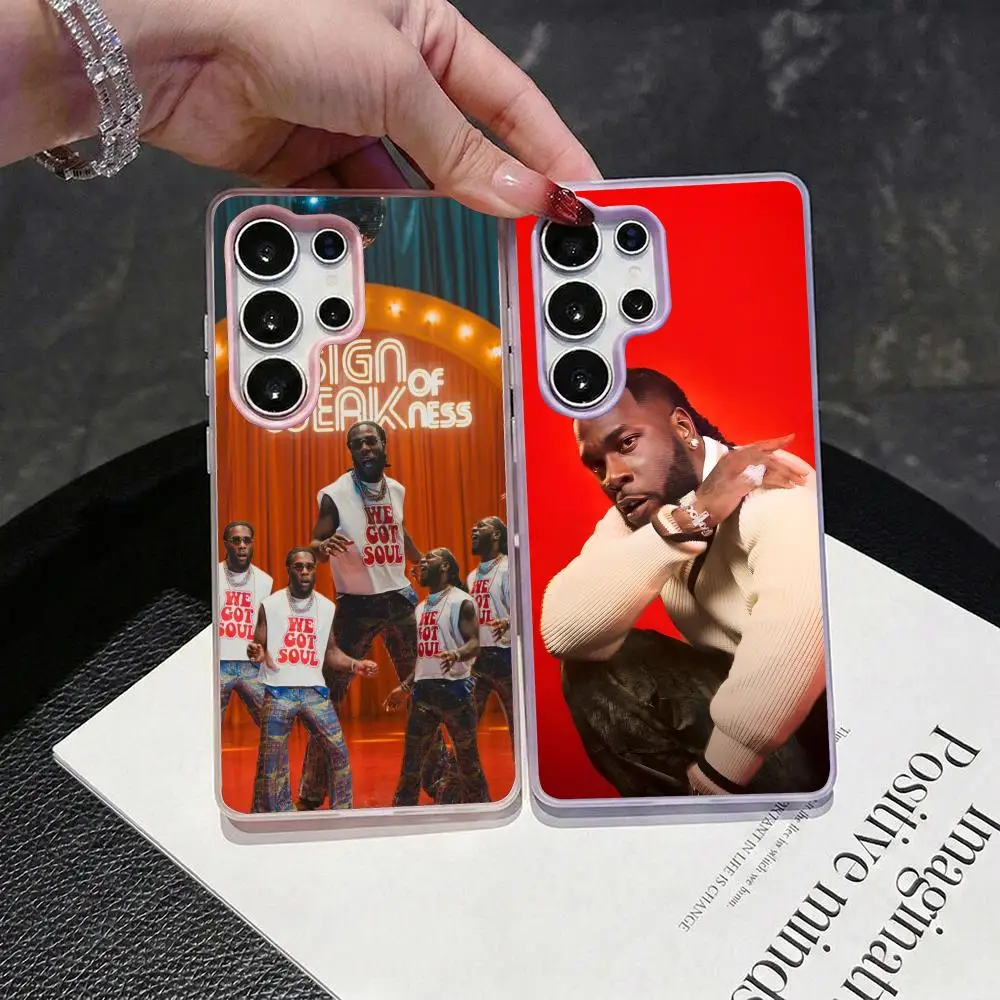 Singer B-Burna Boy Phone Case 2-in-1 Detachable Clear Case for Samsung S26-S22 Multi-Color Card Holder Soft TPU