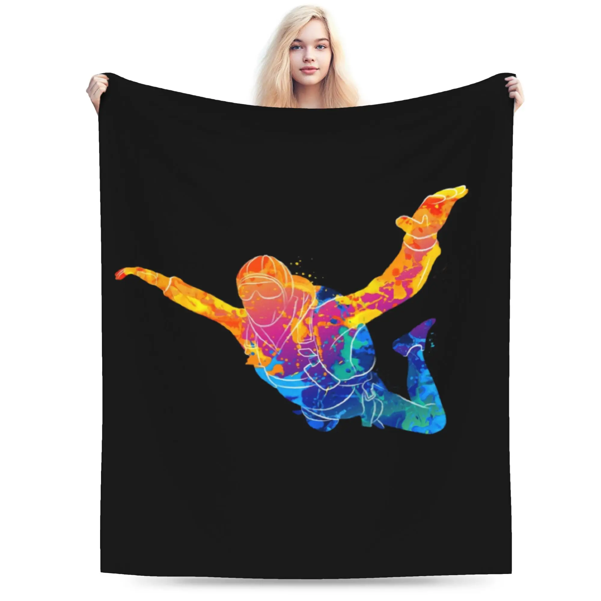 Custom 3D Print Skydiving Skydiver Blankets Breathable Soft Flannel Autumn  Throw Blanket for Couch Outdoor Bed