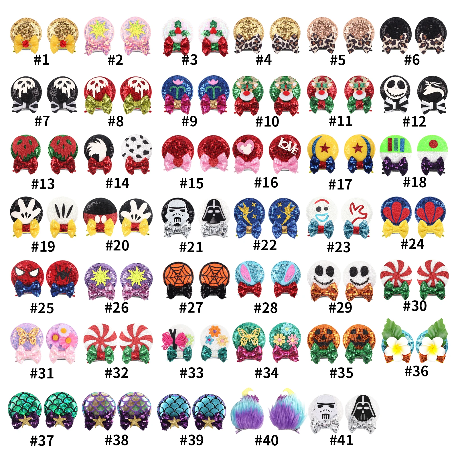 2025 فتاة ديزني عيد الميلاد 2.8 "آذان الماوس مقاطع الشعر للأطفال الترتر القوس دبابيس الشعر الفتيات مهرجان حفلة لتقوم بها بنفسك إكسسوارات الشعر #6