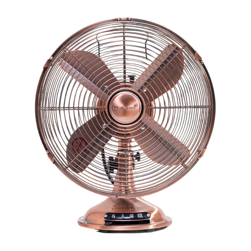 

Retro metal table fan household living room shaking head antique nostalgic metal desktop small electric fan