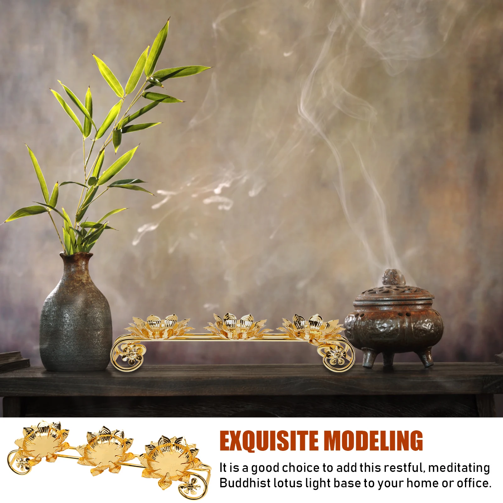 

Buddhist Candlestick Supply Lightweight Portable Good Appearance Long Period Home Temple Use Lotus Candlestick