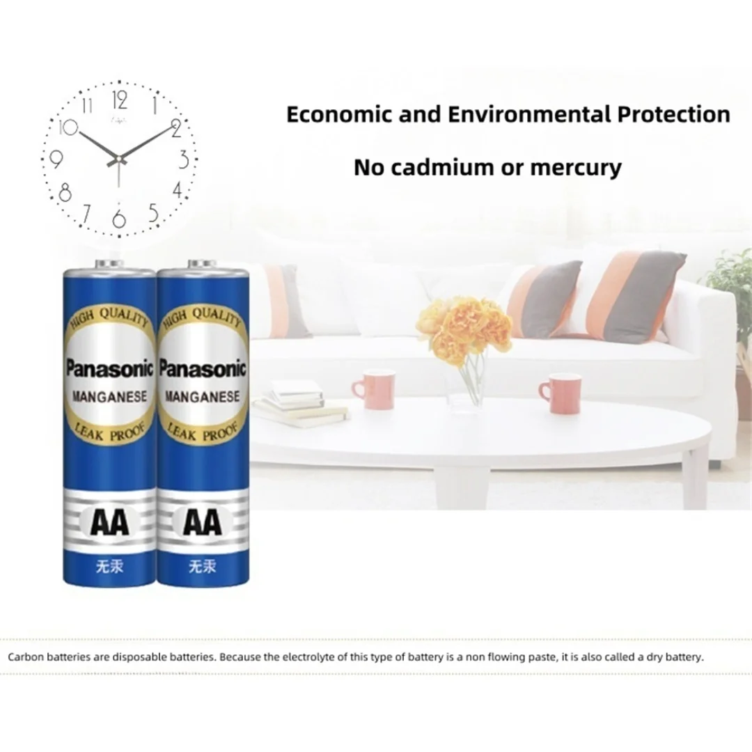 

40 шт. 1,5 В AA Panasonic одноразовые угольные батареи высокой емкости, подходят для игрушек, пультов дистанционного управления, беспроводных мышей и т. д.
