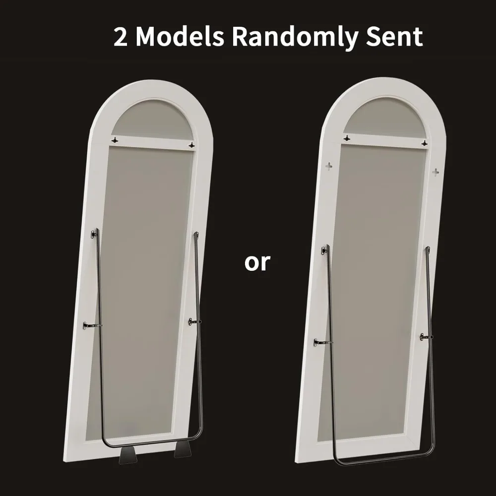 フルレングスLEDフロアミラー 63x20cm 調光機能付き、3色モード、アーチ型、自立式リーンインミラー