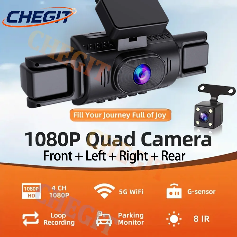 WIFI APP 360° Car Camera 4Lens 1080P DashCam Car DVR Car Recording Camera Front Left right Rear View Camera Car Accessories