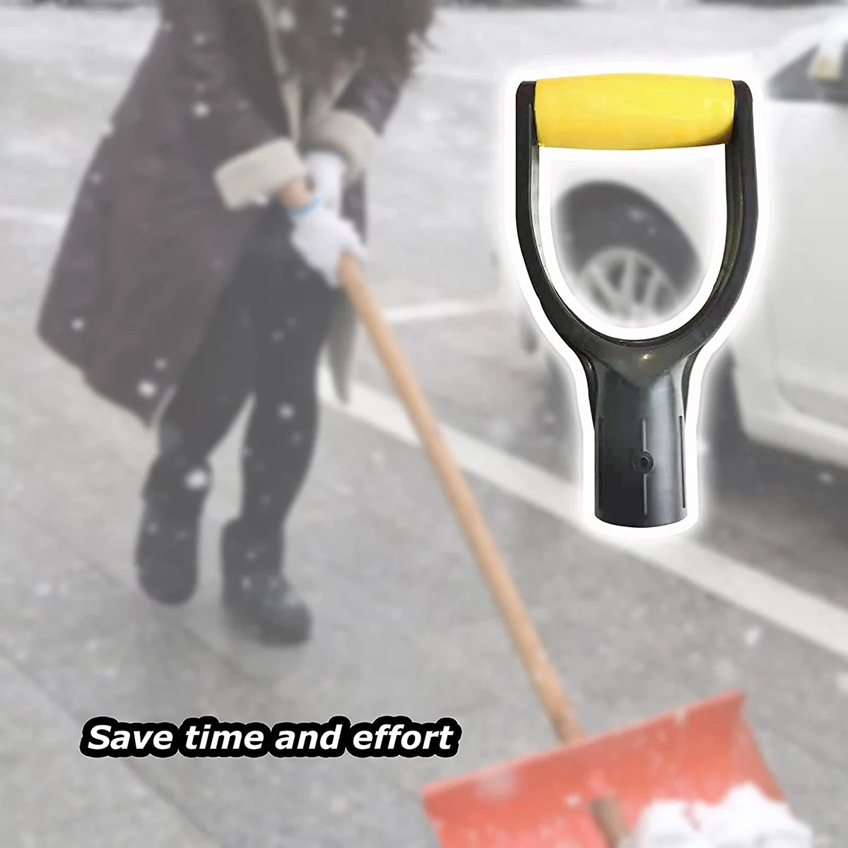 Abzv-alça de pá de plástico, alça d, alça de pá de neve de 32mm de diâmetro interno, escavação de colher de neve de pá (amarelo)