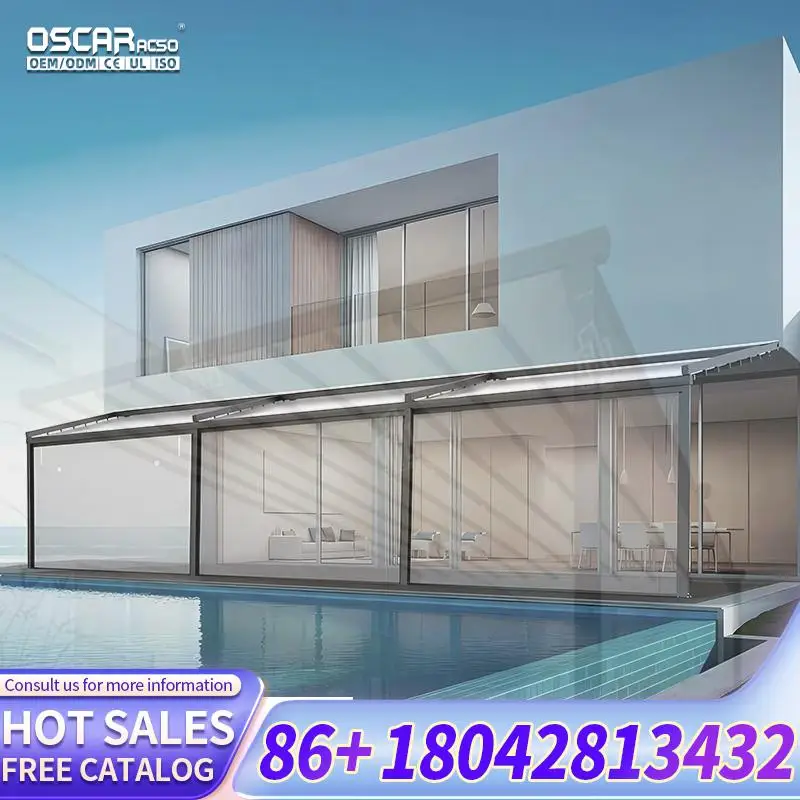 4X4 Moving Retractable Roof Shading Structure with Water Drainage for Garden Patio Backyard Retractable Canopy Pergola