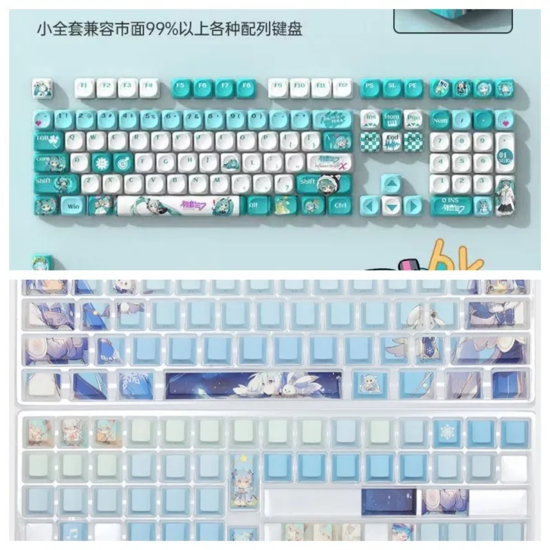 animation-populaire-hatsune-mikukeycap-cherry-profile-pbt-translucide-keycaps-한golare-clavier-mecanique-keycap-accessori-cadeaux