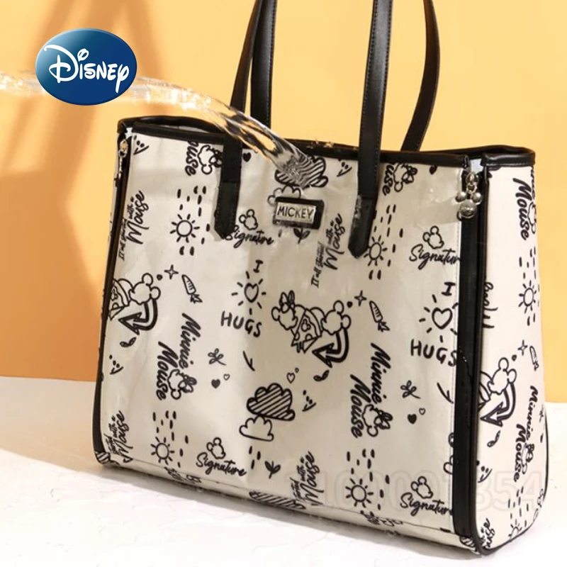 Disney-Bolsa de pañales de Mickey para bebé, bolso portátil Original de marca de lujo, bolso de pañales de moda de dibujos animados, multifuncional