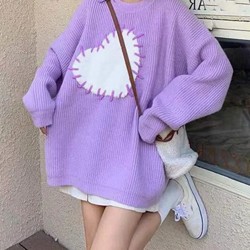 

Autumn Winter Korean Style Heart Women Hoodies Kawaii Sweater Cute Long Sleeve Sweatshirts Harajuku Oversize Pullover Y2k