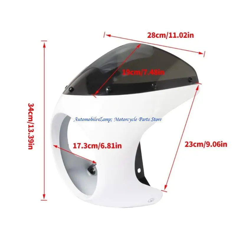 H7BD Motorcycle Headlight Windshield Fairing Wind Deflector Replacement Universal Windshield Fairing Motorbike Accessories