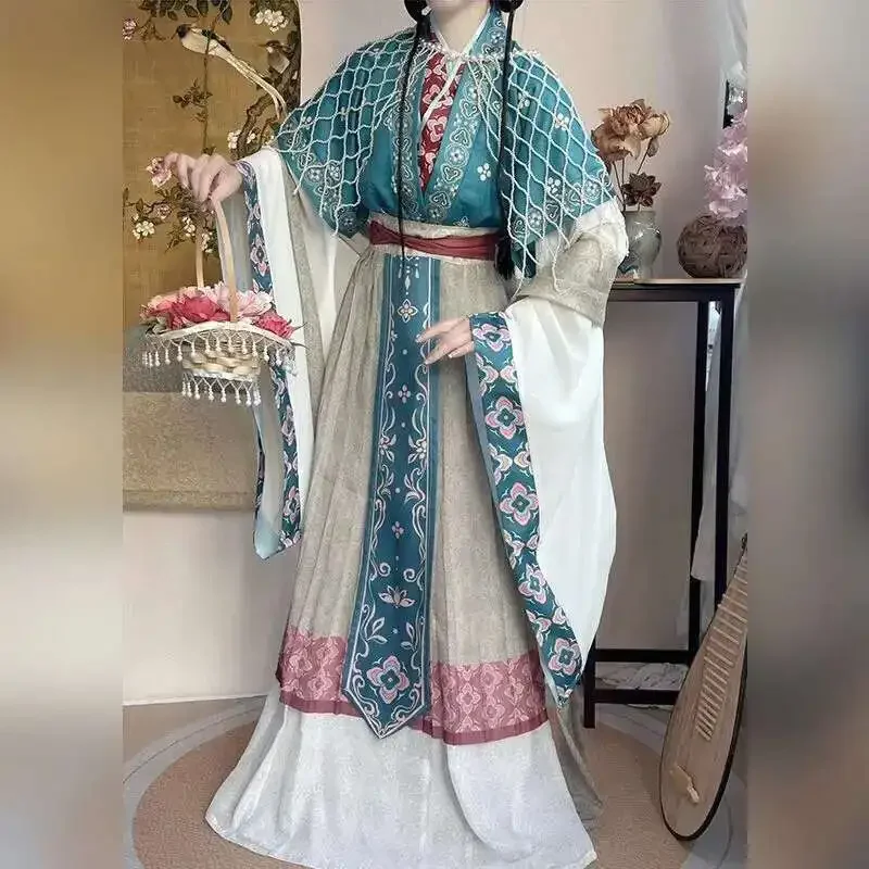 مجموعة NewHua Bai [Xuan Feng] Wei Jin Style استعادة خالدة Hanfu تحسين الإناث الملابس التقليدية الخريف/الشتاء