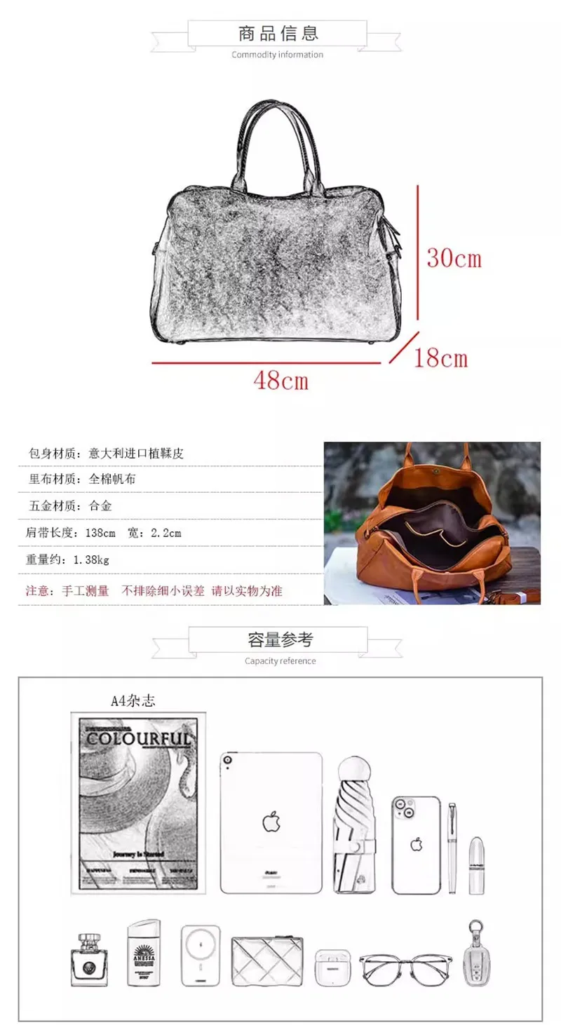 PNDME simple vintage vegetable tanned cowhide men's women's travel bag designer handmade genuine leather large-capacity handbags