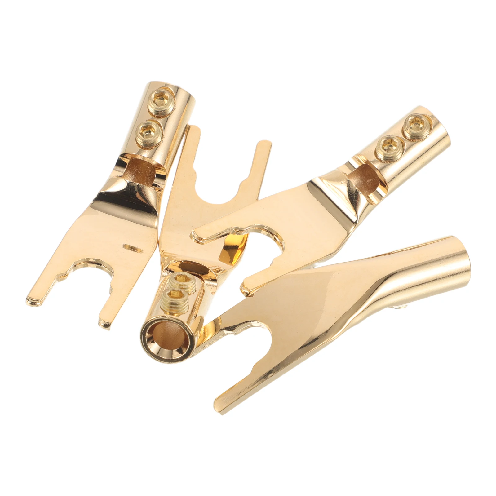 

4pcs Y-Shaped Spade Connectors Speaker Wire Terminal For High-Fidelity Audio Copper Amplifier Binding Posts Gold-Plated Banana