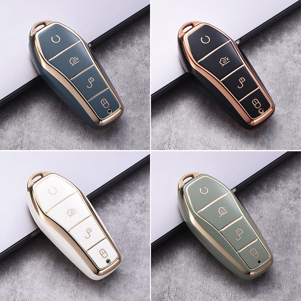 Soft TPU Car Key Case 4 Buttons Remote Control Protect Cover Durable Accessories For BYD Qin Plusdmi Atto 3 Han EV Dolphin