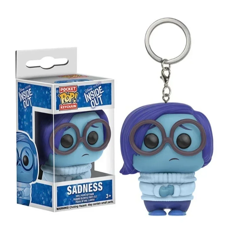 Funko Pop INSIDE OUT SADNESS Swag Style Pocket Pop Keychain Toy Vinyl Figure Keyring Doll Car Bag Key Chain Pendant Toys